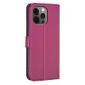 For iPhone 12 Pro Max Four-leaf Embossed Leather Phone Case(Rose Red)