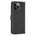 For iPhone 12 Pro Max Four-leaf Embossed Leather Phone Case(Black)