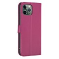 For iPhone 11 Pro Max Four-leaf Embossed Leather Phone Case(Rose Red)