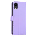 For iPhone XR Four-leaf Embossed Leather Phone Case(Purple)