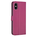 For iPhone XS Max Four-leaf Embossed Leather Phone Case(Rose Red)