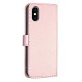 For iPhone XS Max Four-leaf Embossed Leather Phone Case(Pink)