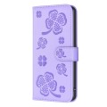 For iPhone 7 Plus / 8 Plus Four-leaf Embossed Leather Phone Case(Purple)