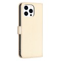 For iPhone 14 Pro Four-leaf Embossed Leather Phone Case(Gold)
