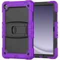 For Samsung Galaxy Tab A9+ Silicone Hydric PC Tablet Case with Shoulder Strap & Holder(Purple)