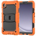 For Samsung Galaxy Tab A9 Silicone Hydric PC Tablet Case with Shoulder Strap & Holder(Orange)