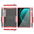 For Samsung Galaxy Tab S9 FE Tire Texture TPU + PC Tablet Case with Holder(Red)
