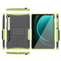 For Samsung Galaxy Tab S9 FE Tire Texture TPU + PC Tablet Case with Holder(Green)