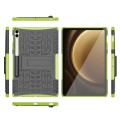 For Samsung Galaxy Tab S9 FE+ Tire Texture TPU + PC Tablet Case with Holder(Green)
