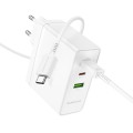 Borofone BN11 PD100W Dual USB-C/Type-C+USB Charger with Type-C to Type-C Cable, EU Plug(White)