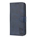 For Google Pixel 9 Pro Embossed Happy Cat Pattern Flip Leather Phone Case(Blue)