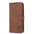For Google Pixel 9 Pro Embossed Happy Cat Pattern Flip Leather Phone Case(Brown)