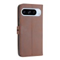 For Google Pixel 9 Pro Embossed Happy Cat Pattern Flip Leather Phone Case(Brown)