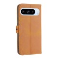 For Google Pixel 9 Pro Embossed Happy Cat Pattern Flip Leather Phone Case(Yellow)