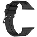 For Apple Watch SE 2023 44mm H Texture Silicone Ladder Buckle Watch Band(Black)