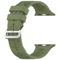 For Apple Watch SE 2023 44mm H Texture Silicone Ladder Buckle Watch Band(Army Green)