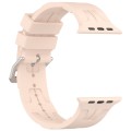 For Apple Watch SE 2023 44mm H Texture Silicone Ladder Buckle Watch Band(Sand Pink)