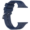 For Apple Watch SE 2023 44mm H Texture Silicone Ladder Buckle Watch Band(Midnight Blue)