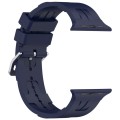 For Apple Watch SE 2023 44mm H Texture Silicone Ladder Buckle Watch Band(Midnight)