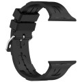 For Apple Watch SE 2023 40mm H Texture Silicone Ladder Buckle Watch Band(Black)