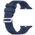 For Apple Watch SE 2023 40mm H Texture Silicone Ladder Buckle Watch Band(Midnight Blue)