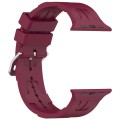For Apple Watch Ultra 2 49mm H Texture Silicone Ladder Buckle Watch Band(Wine Red)