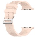 For Apple Watch Series 9 45mm H Texture Silicone Ladder Buckle Watch Band(Sand Pink)