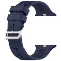 For Apple Watch Series 9 45mm H Texture Silicone Ladder Buckle Watch Band(Midnight)