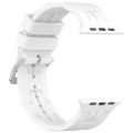 For Apple Watch Series 8 45mm H Texture Silicone Ladder Buckle Watch Band(White)