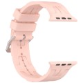 For Apple Watch Series 8 45mm H Texture Silicone Ladder Buckle Watch Band(Retro Rose)