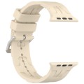 For Apple Watch Series 8 45mm H Texture Silicone Ladder Buckle Watch Band(Khaki)