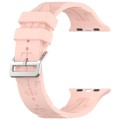 For Apple Watch Series 7 45mm H Texture Silicone Ladder Buckle Watch Band(Retro Rose)