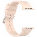 For Apple Watch SE 44mm H Texture Silicone Ladder Buckle Watch Band(Sand Pink)