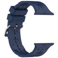 For Apple Watch SE 44mm H Texture Silicone Ladder Buckle Watch Band(Midnight Blue)