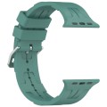 For Apple Watch Series 2 38mm H Texture Silicone Ladder Buckle Watch Band(Pine Green)