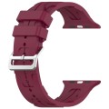 For Apple Watch 42mm H Texture Silicone Ladder Buckle Watch Band(Wine Red)