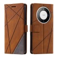 For Huawei Mate 60 Pro Skin Feel Splicing Horizontal Flip Leather Phone Case(Brown)