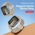 For Apple Watch SE 44mm DUX DUCIS Mixture Pro Series Magnetic Buckle Nylon Braid Watch Band(Beige)