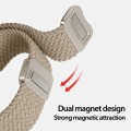 For Apple Watch SE 44mm DUX DUCIS Mixture Pro Series Magnetic Buckle Nylon Braid Watch Band(Beige)