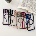 For iPhone 15 Pro Max Colorful Two-Color Lens Film MagSafe Magnetic Horn Acrylic+TPU Case(Black)