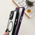 For iPhone 15 Plus Colorful Two-Color Lens Film MagSafe Magnetic Horn Acrylic+TPU Case(Purple)