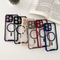 For iPhone 11 Pro Max Colorful Two-Color Lens Film MagSafe Magnetic Horn Acrylic+TPU Case(Black)