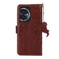 For Honor 100 5G Ostrich Pattern Genuine Leather RFID Phone Case(Coffee)