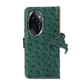 For Honor 100 Pro 5G Ostrich Pattern Genuine Leather RFID Phone Case(Green)