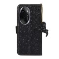 For Honor 100 Pro 5G Ostrich Pattern Genuine Leather RFID Phone Case(Black)