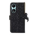 For Honor X5 Plus Ostrich Pattern Genuine Leather RFID Phone Case(Black)