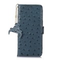 For Honor X5 Plus Ostrich Pattern Genuine Leather RFID Phone Case(Blue)