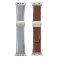 For Apple Watch SE 2023 44mm DUX DUCIS YA Series Magnetic Buckle Genuine Leather Watch Band(Grey)