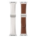 For Apple Watch SE 2023 44mm DUX DUCIS YA Series Magnetic Buckle Genuine Leather Watch Band(White)