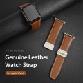 For Apple Watch SE 2023 40mm DUX DUCIS YA Series Magnetic Buckle Genuine Leather Watch Band(Brown)